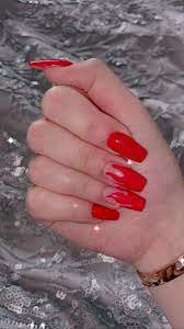 Red Flame Nails Red Acrylic Nails Lavender Nails Acrylic Nails Coffin Short