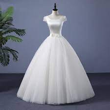 Simple Short Sleeves A Line Wedding Dresses Satin Bridal Dresses Wedding Dresses Satin Wedding Dress Bra Ball Gowns Wedding
