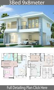 Home Design Plan 9x8m With 3 Bedrooms Em 2020 Projectos De Casas Casa De Arquitetura Projetos De Casas Modernas