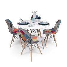 Echa un vistazo a la vajilla y muebles de comedor en wayfair®. Conjunto De Comedor Tower 100 Patchwork Mesa Redonda De 100 Cm Y 4 Si
