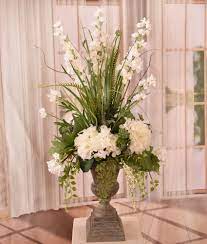 How to make a tall hydrangea arrangement. White Delphinium And Hydrangeas In Tall Urn Ar467 Floral Home Decor Silk Rose Arrangements Tulip Floral Arrangements Magnolia Silk Flower Arrangements Tropical Arrangements Tropical Silk Flower Arrangements Peony Arrangement Sunflower Arrangements
