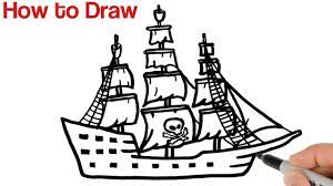 How to draw a pirate ship. How To Draw Pirate Ship Step By Step Youtube