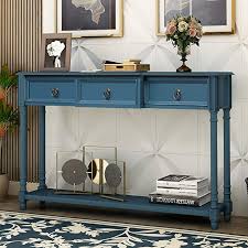 Amazon Com Solid Wood Console Table Accent Sofa Table With Storage Drawers And Open Shelf For Living In 2020 Sofa Table With Storage Console Table Wood Console Table