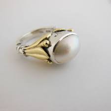 Lagos Sterling Silver 18k Gold Arcadian Mabe Pearl Ring Pearl Ring Silver 18k Gold