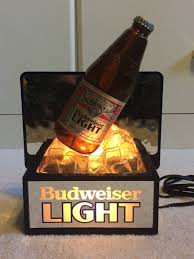 Rare Vintage Budweiser Light Lighted Bottle On Ice Cubes Bar Etsy Budweiser Light Bottle Lights Budweiser