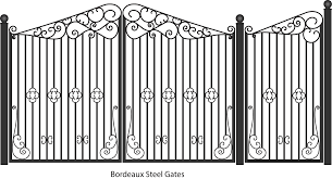 Bordeau Steel Driveway And Pedestrian Entreance Gates With Scrolls Wrought Iron Gates Steel Gate Steel Gate Design