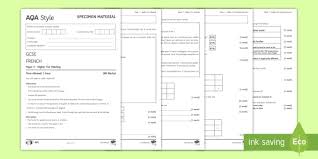 Aqa Style Gcse Higher Reading Practice Paper French