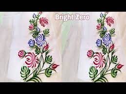 Simply load a flat brush with paint and use it in one stroke to paint petals and other designs. Free Hand Rose Flower On Kurta Freehand Fabric Painting On Clothes Easy Simple Painting Fabric Painting On Clothes Fabric Paint Designs Fabric Painting