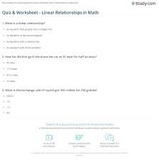 Sparkey is an electrician who charges $25 per 4. Quiz Worksheet Linear Relationships In Math Study Com