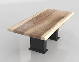 West elm's emmerson dining table is made of solid reclaimed pine and has a natural finish that gives it a true farmhouse feel. Natural Wood Dining Table 3d Model Glancing Eye