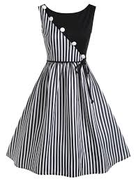 Stripe Panel Sleeveless Casual Dress With Button Casual Frocks Casual Dress Kids Dress