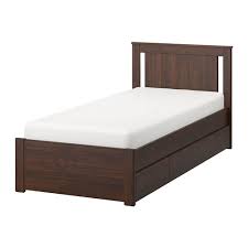 Songesand Bed Frame With 2 Storage Boxes Brown Luroy Twin Ikea In 2020 Bed Frame Adjustable Beds Single Bed Frame