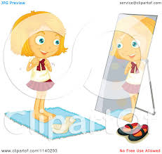 Cartoon Of A Blond Girl Getting Dressed By A Floor Length Mirror Royalty Free Vector Clipart By Colematt 1140293 Free Vector Clipart Cartoon Styles Cartoon