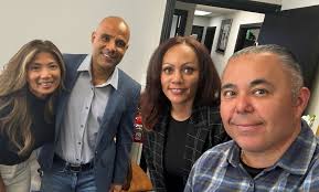 JMAC's Sr. Account Executive Liza Negrete (left) and our Regional Vice  President Sabrina Lopez dropped by to visit with Jerry Lohman and Marco  Zeledon of American 1st Home Loans in Norwalk, CA.