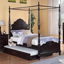 Home Elegance Cinderella Cherry Twin Canopy Poster Bed With Trundle Twin Canopy Bed Canopy Bed Frame Full Canopy Bed