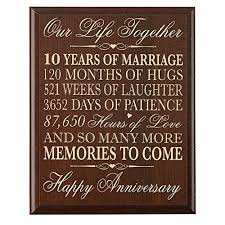 The tenth wedding anniversary is linked to the material tin which is an unusual and interesting always popular as a 10th anniversary gift for parents, roses bring a message of love and beauty both come presented in their own prestigious leather case which is ideal for display in any room of. Lifesong Milestones 10th Wedding Anniversary Wall Plaque Gifts For Couple 10th Anniversary Gifts For Her10th Wedding Anniversary Gifts For Him 12 Inches Wide X 15 Inches High Wall Plaque By Walmart Canada
