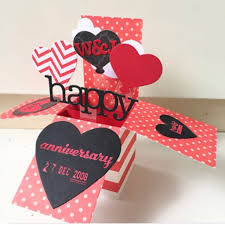 We've included word bubbles, banners and other designs to decorate both the front and inside of your card. Happy Anniversary Pop Up Card In Red And Black Shopee Singapore