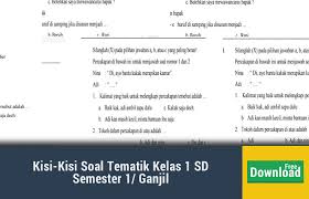 Kisi Kisi Soal Tematik Kelas 1 Sd Semester 1 Ganjil Idn Paperplane