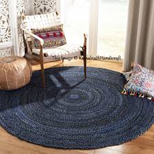 Indian Handmade Hand Braided Bohemian Cotton And Jute Area Rug Etsy In 2020 Round Braided Rug Rugs On Carpet Floor Rugs