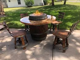 Wine Barrel Patio Table Fire Pit With Chairs Wine Barrel Wine Barrel Fire Pit Fire Pit