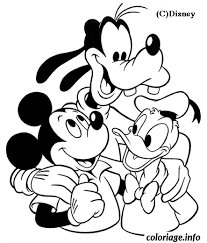 Coloriage retro de mickey et minnie ! Coloriage Mickey Avec Ses Amis Dingo Et Donald Dessin Mickey A Imprimer