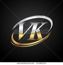 Initial Letter Vk Logotype Company Name Colored Gold And Silver Swoosh Design Isolated On Black Background Love Letters Image Logotype Initials