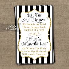 Use our free printable book request card inserts to ask guests to bring a book instead of a card. Printable Bring A Book Baby Shower Insert Black Gold