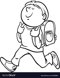Boy Grade Student Coloring Page Vector Image On Vectorstock Black And White Cartoon Coloring Pages Cartoon Illustration