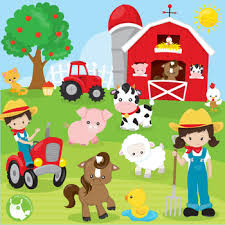 Happy Farm Friends Clipart Including Tractor Barn Farmer And Animals Perfect For Your Birthday Cards Decorat Animal Clipart Farm Animal Birthday Happy Farm