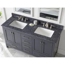 Cottage style makeup vanity decorating interior of your house. Home Decorators Collection 61 In W Granite Double Sink Vanity Top In Blue Pearl With White Trough Sinks 64905 The Home Depot