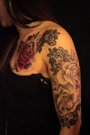A great tattoo design if you want a beautiful shoulder tattoo that has beautiful lace and elegant pearls are incorporated together. 40 Best Lace Tattoos Design Ideas
