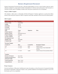Business Requirements Document Template Brd Vs Frd Project Management Templates
