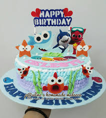 2nd Birthday Fresh Cream Birthday Cake Designs For 2 Year Old Boy With Name Pink Fong Bb Shark Fresh Cream Cake Paulineshomemademalacca Baby Boy Birthday Cake Shark Birthday Cakes Shark Birthday Party
