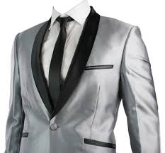Black And Silver Suit Jacket Gorgeous Silver Suit White Wedding Dress With Silver Detail And Then Your Groom In This Suit Perfec Silver Wedding Theme Silver Wedding Dress All Black Suit