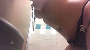 Locked naked and in nipples clamps in public restroom [f] Porn Pic - EPORNER