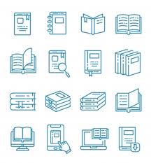Set Of Book And E Book Icons With Outline Style In 2020 Book Icons Education Icon Girl Reading Book