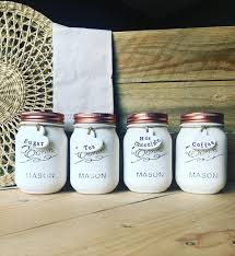 Stainless steel metal canisters for tea, coffee, sugar in copper & white. All White Tea Coffee Sugar Jar Canisters Mason Jar Etsy