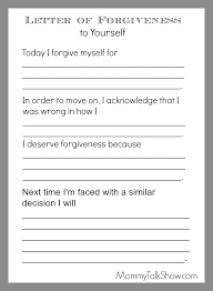 Printable Write A Letter Of Forgiveness To Yourself Mommy Talk Show Atlanta Mom Blogger African American Mom Blogger Black Mom Blogger Therapy Worksheets Therapy Counseling Counseling Worksheets