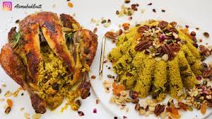 روز بالفاكية و دجاجة محشية روسات روعة Poulet Farci Avec Riz Au Fruit Sec Youtube Food Chicken Chicken Wings