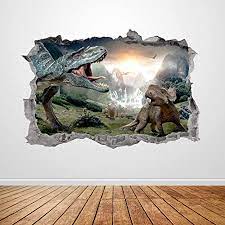 Dinosaur decor for boys room with regard to add some color kids bedroom dinosaur themed wall. Amazon Com Dinosaurs Wall Decal Art Smashed 3d Graphic Jurassic World Wall Sticker Mural Poster Kids Bedroom Decor Gift Up325 50 W X 34 H Inches Arts Crafts Sewing
