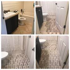 Diy Brick Floors Over Tile Brick Bathroom Floor Remodel Diy Tile Floor Diy