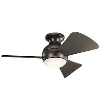 For a fan with a downrod, thread the wires through the canopy trim ring (if applicable), canopy and downrod. Kichler Sola 34 Led Flush Mount Ceiling Fan In Olde Bronze Lightsonline Com
