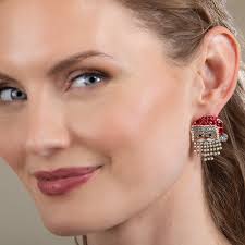 Hand-Beaded Sparkling Santa Earrings (Preorder)