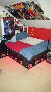 I started placing milk crates for all of my storage and support of bed platform. Milk Crate Bed Crate Bed Crate Bed Frame Milk Crate Ideas