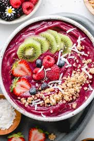 Add the lime juice and water, then pineapple, mango, and banana broken into chunks. Acai Bowl Recipe Easy Healthy Vegan The Simple Veganista