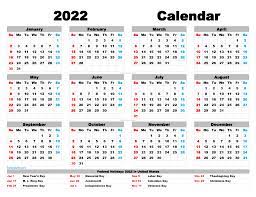 Download printable calendar 2022, personalize this editable 2022 yearly printable calendar template in a one page. Free Printable 2022 Calendar With Holidays Pdf Png