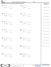 Commutative Property Of Addition Worksheets 3rd Grade Commutative Property Of Addition Addition Worksheets Properties Of Addition