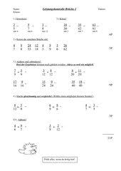 Übersicht über die aufgaben zur klassenstufe 6. Mathematik Arbeitsmaterialien Bruche Vermischt 4teachers De