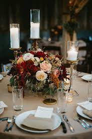 Fall Florals Set The Mood For This Rustic Romance Wedding Wedding Table Centerpieces Rustic Romance Wedding Wedding Candles Table