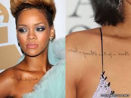 Starting off with just a few tiny stars on her neck, her tattoo artist bang bang added a longer trail of different sized stars, both outlined and filled in. Rihanna S Tattoos Meanings Steal Her Style